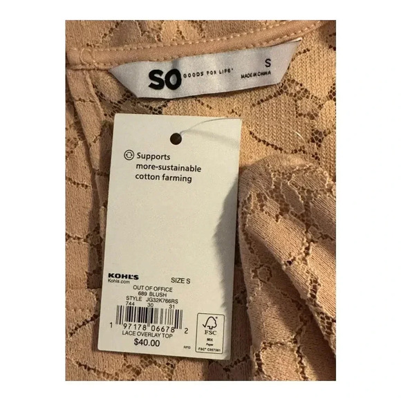 SO Women's Pink Lace Overlay Flutter Sleeve Blouse Size Small Casual Spring - Picture 4 of 8